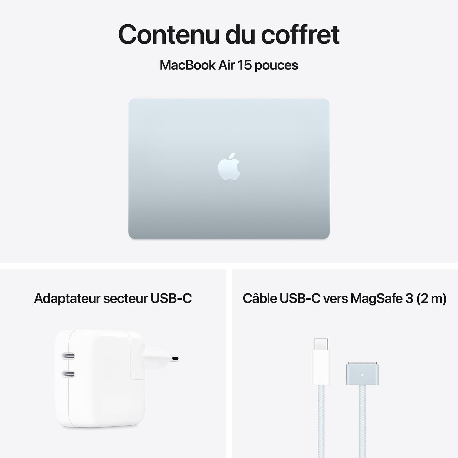 Apple MacBook Air M4 15 pouces (2025) Bleu ciel 16Go/512 Go (MC7C4FN/A)