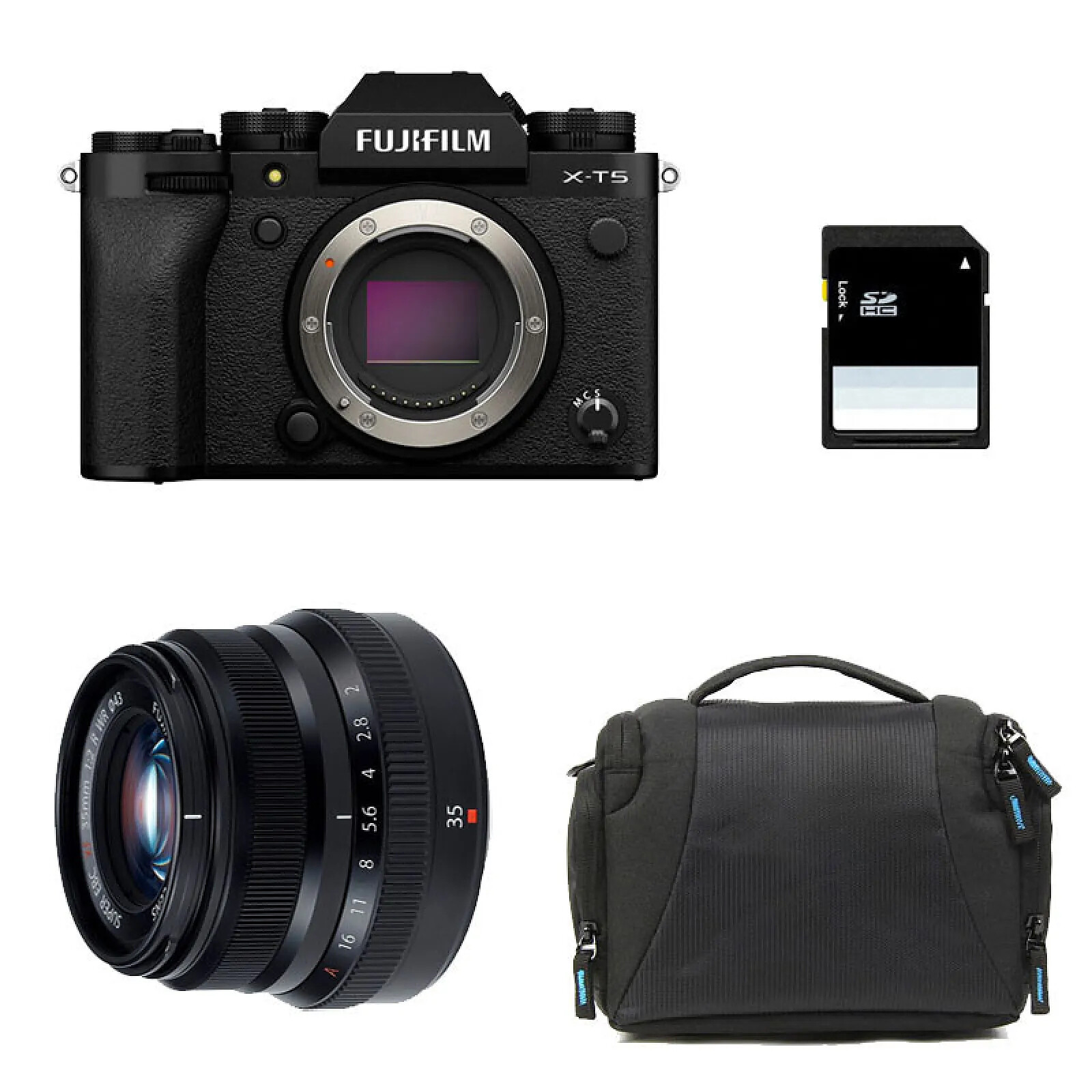 FUJIFILM X-T5 NOIR + 35mm f/2 WR + Sac + Carte SD 8 Go - Home electrotech FUJIFILM X-T5 NOIR + 35mm f/2 WR + Sac + Carte SD 8 Go