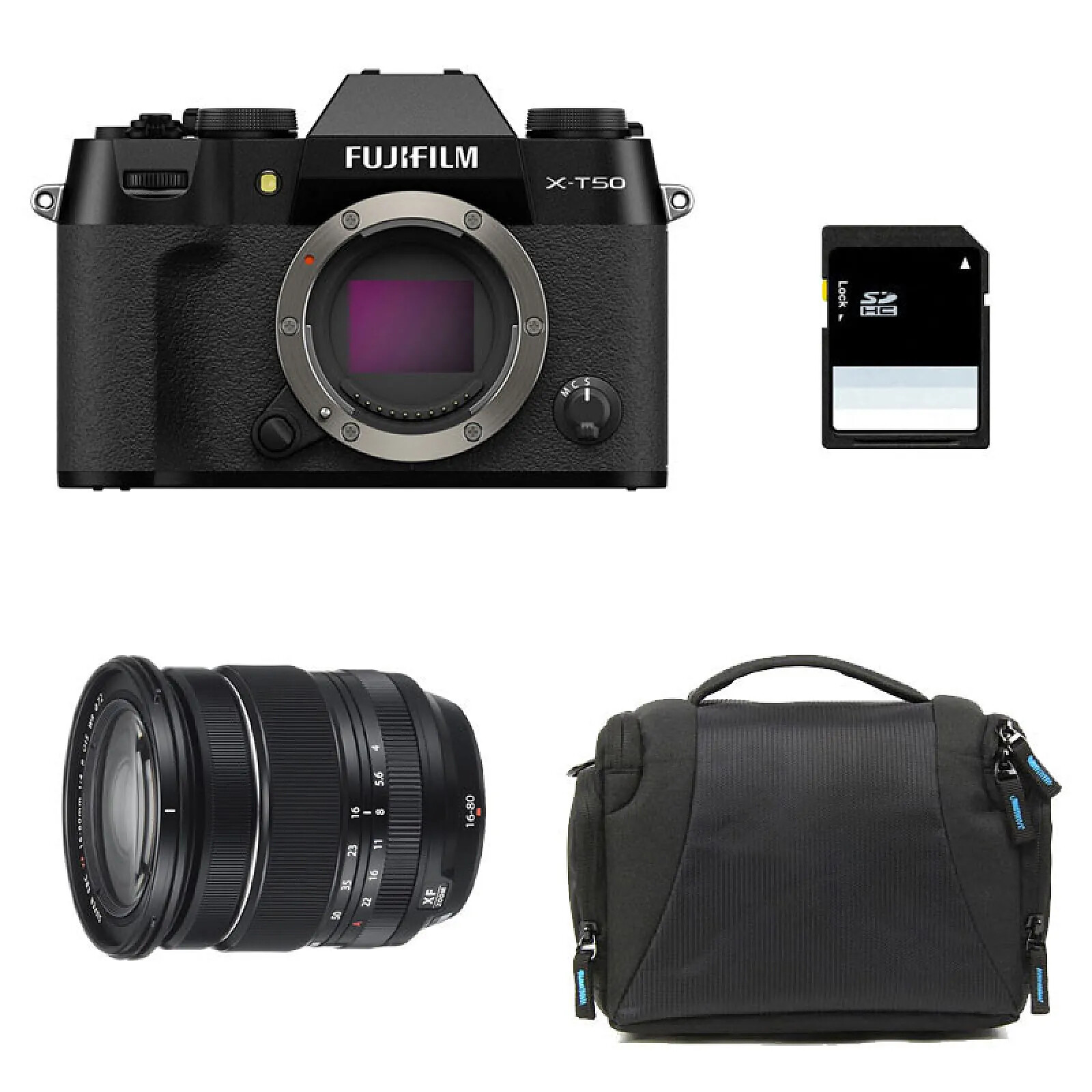 FUJIFILM X-T50 NOIR + 16-80 + Sac + Carte SD 8 Go - Home electrotech FUJIFILM X-T50 NOIR + 16-80 + Sac + Carte SD 8 Go