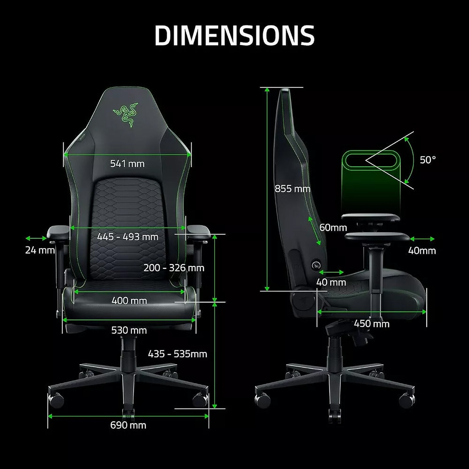 Razer Iskur v2 NewGen (Gris)